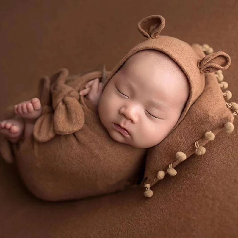 3Pcs/Set Baby Hat Pillow Wrap Newborn Photography Props Infants Photo Shooting Accessories