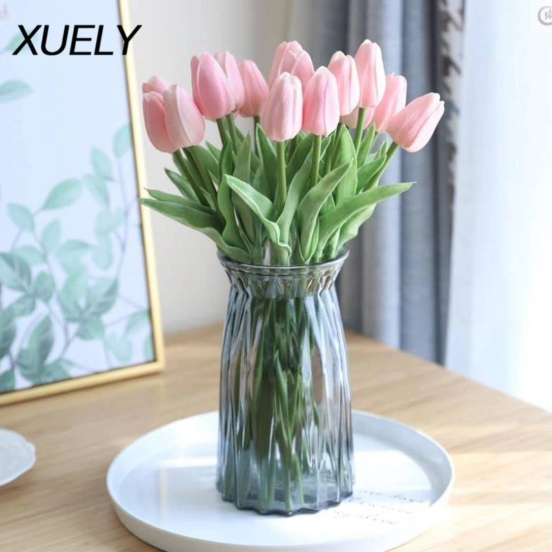 10pcs Tulip Artificial Flower Any Collocation Real Touch Artificial Bouquet Fake Flower Wedding Decoration Flowers Home Decor