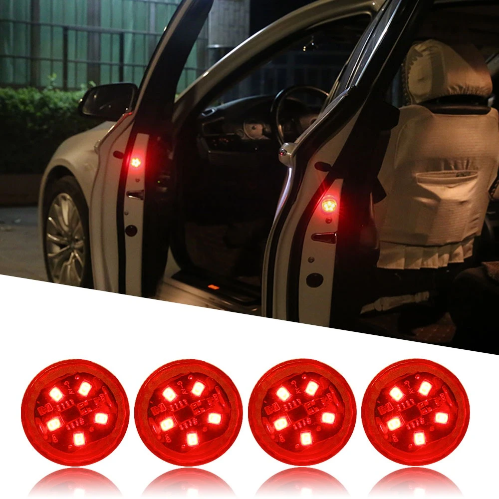 Universal LED Car Opening Door Safety Warning Anti-collision Lights Magnetic Sensor Strobe Flashing Alarm Lights Parking Lamp