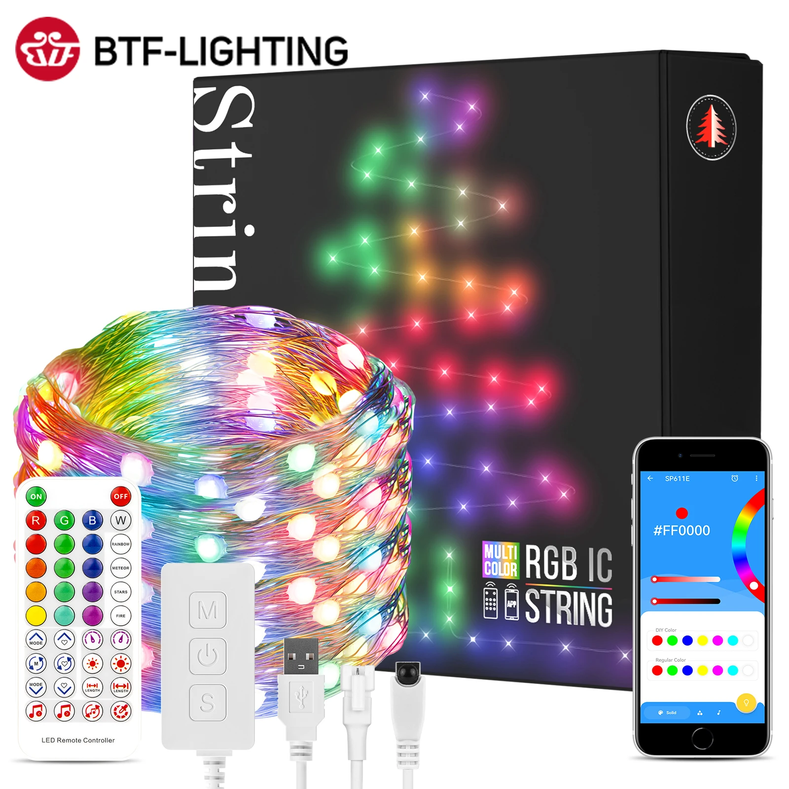USB Christmas Lights String Party Lights Birthday Decoration WS2812B RGB Led Light Dreamcolor String Addressable Individually 5V