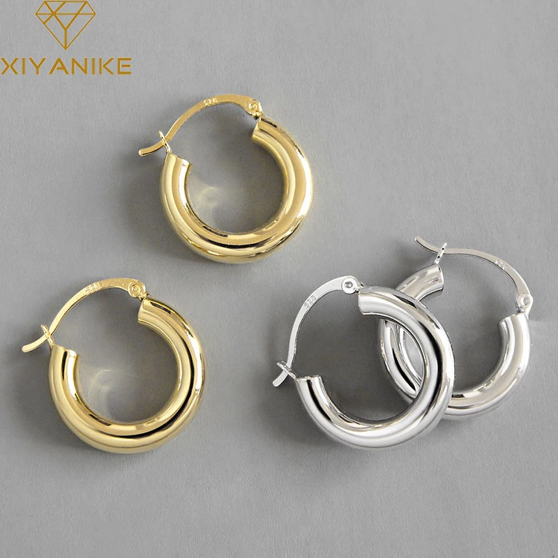 XIYANIKE Minimalist 925 Sterling Silver Stud Earrings for Women Couples Jewelry Trendy Elegant Party Accessories Prevent Allergy