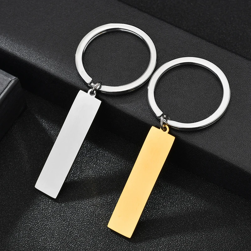Engraving Piercing Key Chain Ring Stainless Steel Personalized Customized Lucky Charm Logo Name Engraved Car Pet Key Chain