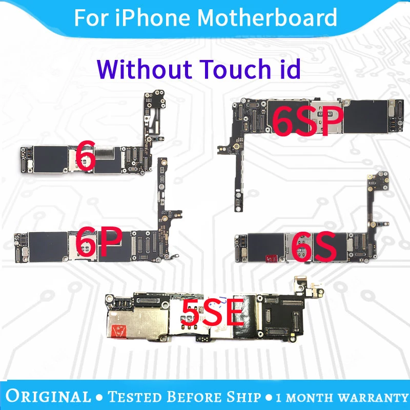 For iPhone 6 6p Original Factory Unlocked Motherboard For iphone SE 6 6 Plus 6S 6S Plus logic board mainboard Without Touch ID