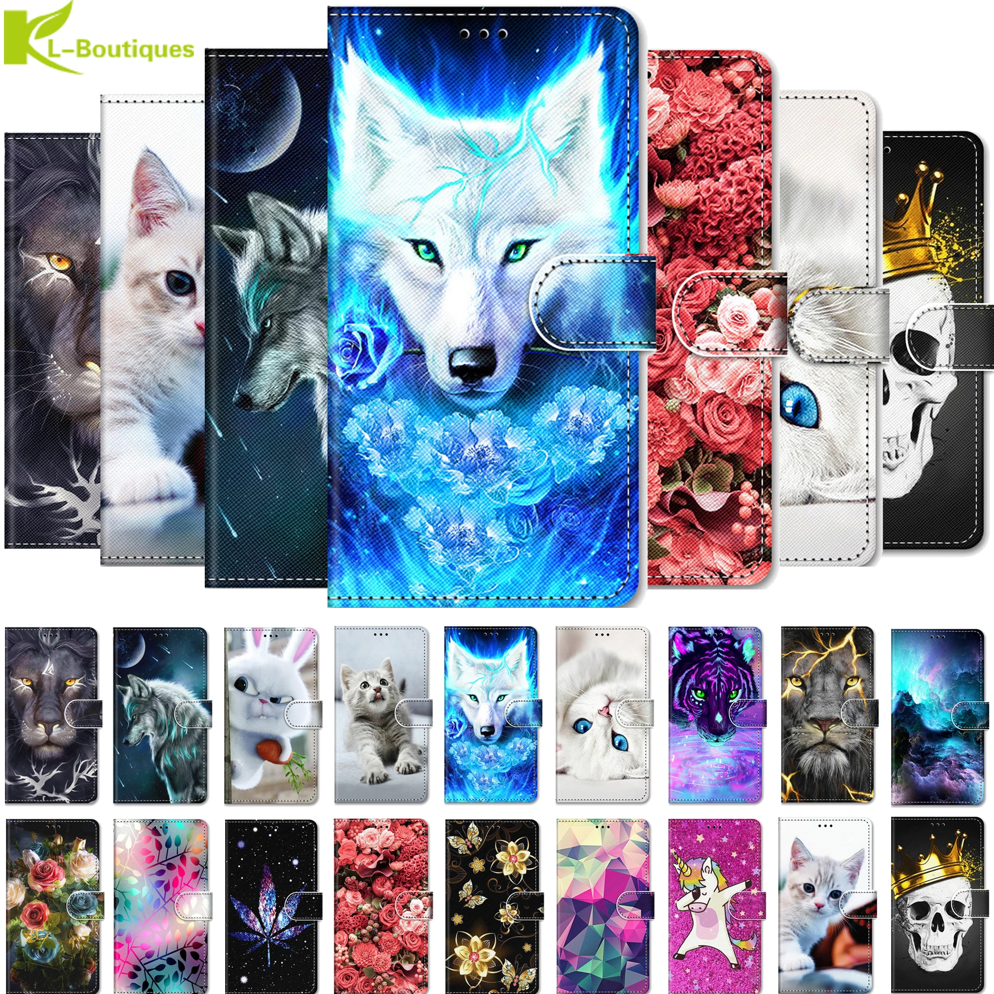 For Xiaomi Mi A3 Lite Cartoon Animal Painted Leather cover Xiomi Mi A2 Lite a1 CC9 e Coque funda Flip Protect Mobile Phone case