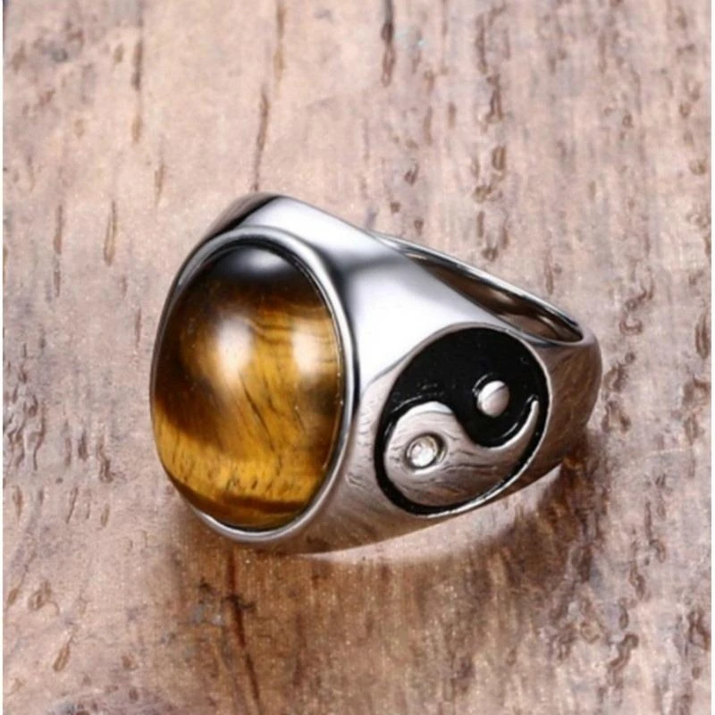 Fashion and Colorful Simulation Tiger Eye Ring for Men Birthday Gift Party Jewelry