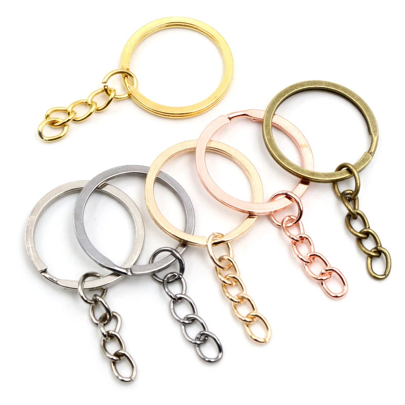 20 pcs/lot Key Ring Key Chain 6 Colors Plated 50mm Long Round Split Keychain Keyrings Wholesale