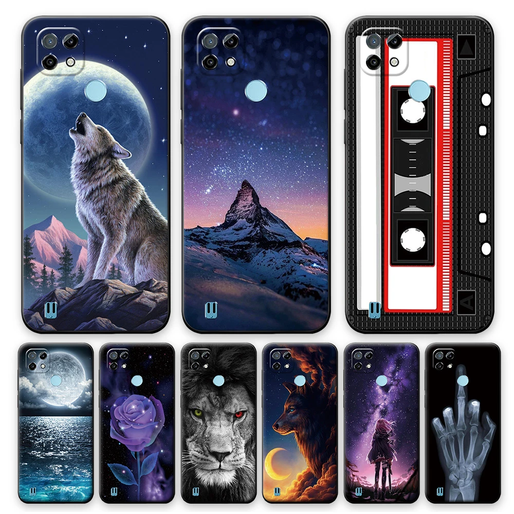 For Realme C21 Case Soft Silicone Case For Realme C21 Love Pattern Phone Back Cover For OPPO Realme C21 C 21 TPU Cool Coque 6.5