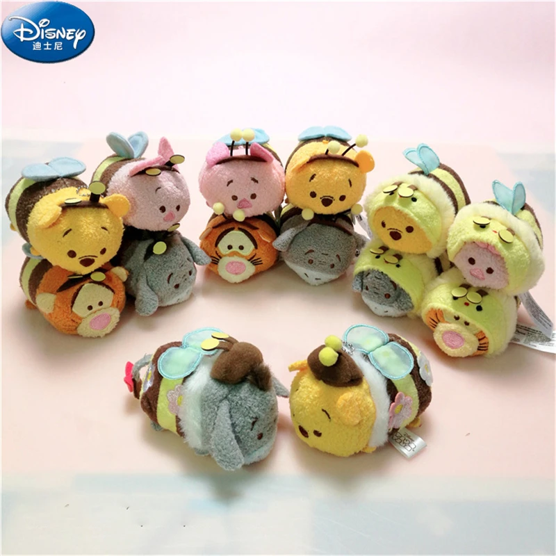 9Cm Disney Tsum Bee Series Cross Dress Plush Dolls Toy Winnie The Pooh Pijie Pig Tigger Creative Toys Small Gift for Kids