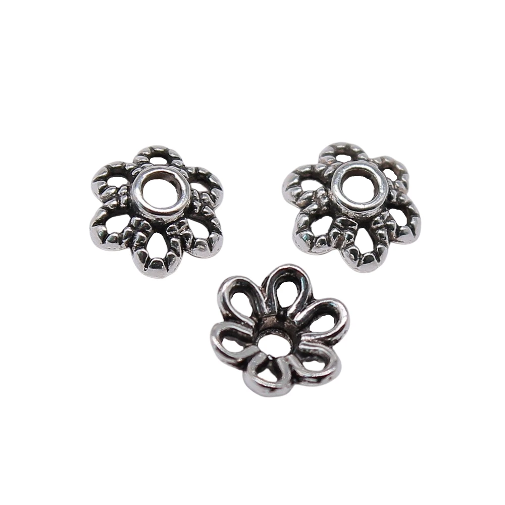 WYSIWYG 100pcs 5x5mm Beads Cap Bead End Caps Findings Hollow Flower Metal Charms Bead Caps For Jewelry Making