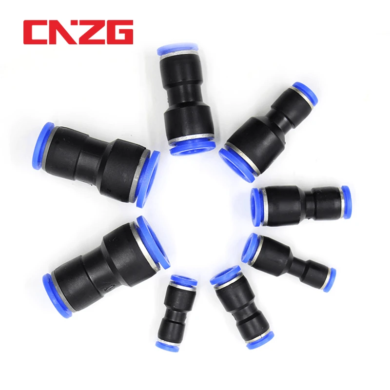 Pneumatic Fittings Fitting Plastic Connector PU PG 4mm 6mm to 8mm 10mm Air water Hose Tube Push in Straight Gas Quick Connectors