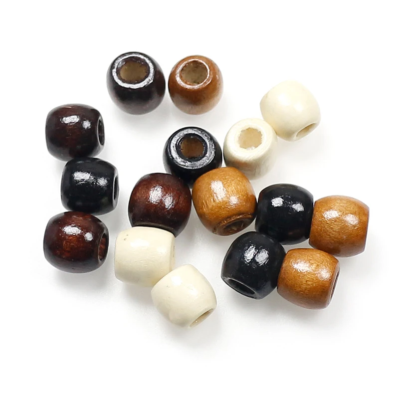 100pcs/lot Vintage Natural Wood Loose Beads 10mm 12mm Coffee/Brown/Beige Big Hole Oval Wooden Spacer Beads DIY Jewelry Findings