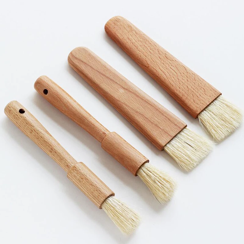 Household Kitchen Brush Barbecue Oil Brush Round Handle Bristle Brushes Flat Pastry Baking Brush Kitchen Cooking Brush