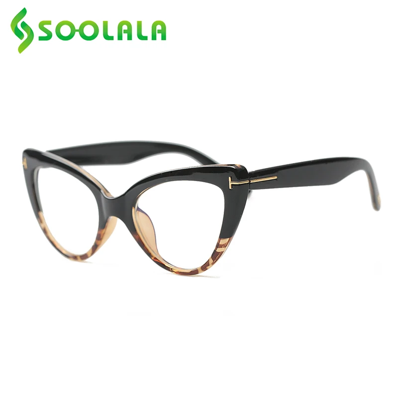 SOOLALA Cat Eye Anti Blue Light Reading Glasses Women Prescription Computer Eyeglasses Frame Female Reader Glasses +0.5 to 4.0