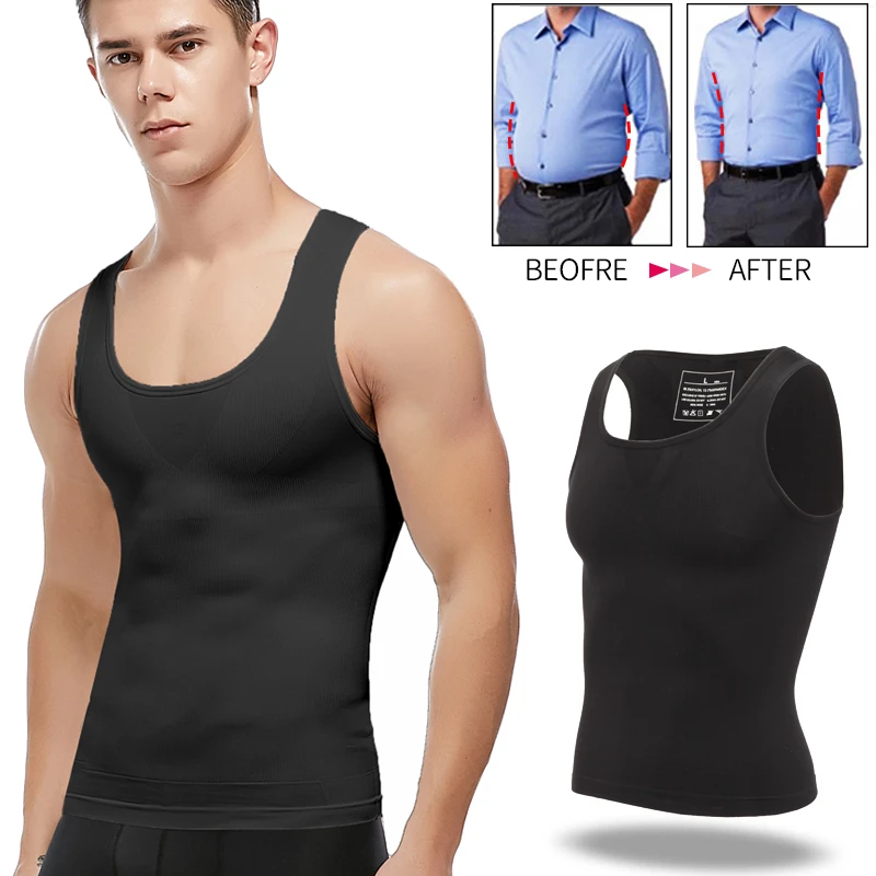 Mens Slimming Body Shaper Chest Compression Shirts Gynecomastia Abdomen Slim Vest  Tummy Control Shapewear Waist Trainer Corset