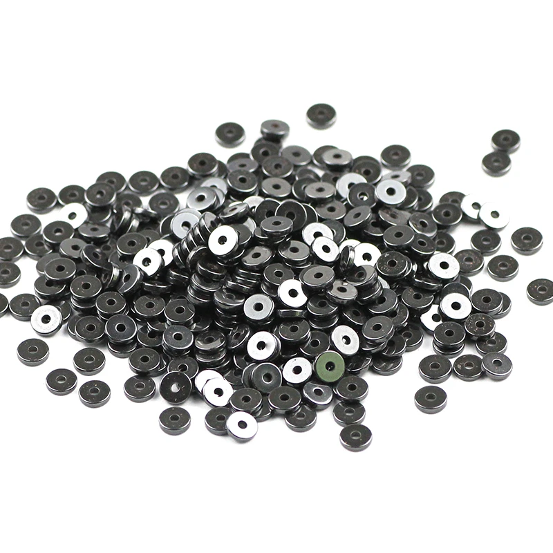 180pcs/lot Natural Stone  cylinder Black Hematite Flat round Loose spacer beads For Jewelry making bracelets DIY wholesale 2~8mm