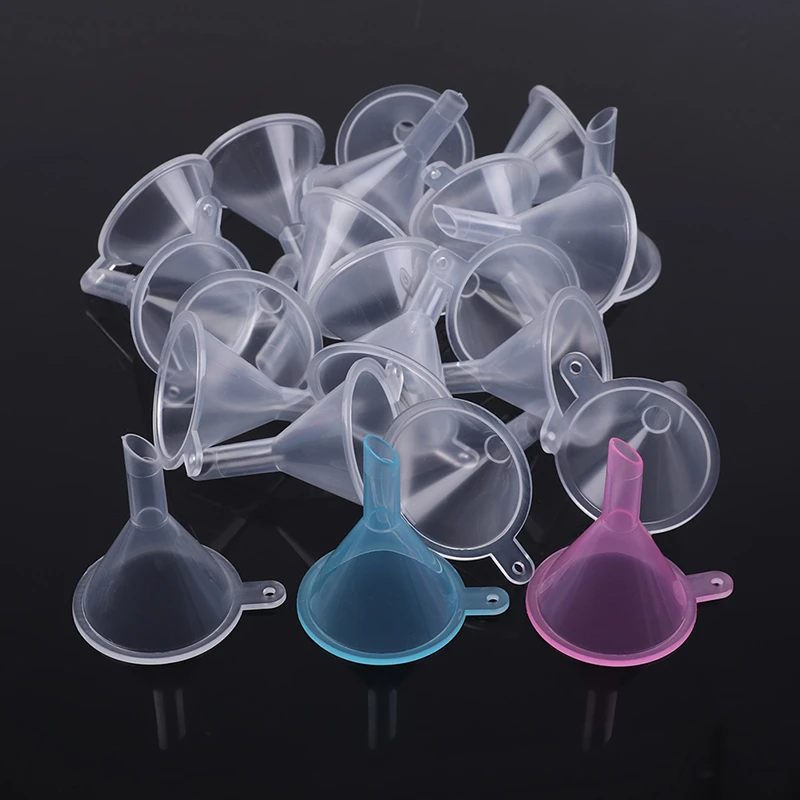 20pcs/lot Small Plastic For Perfume Diffuser Bottle Mini Liquid Oil Funnels Lab Tools