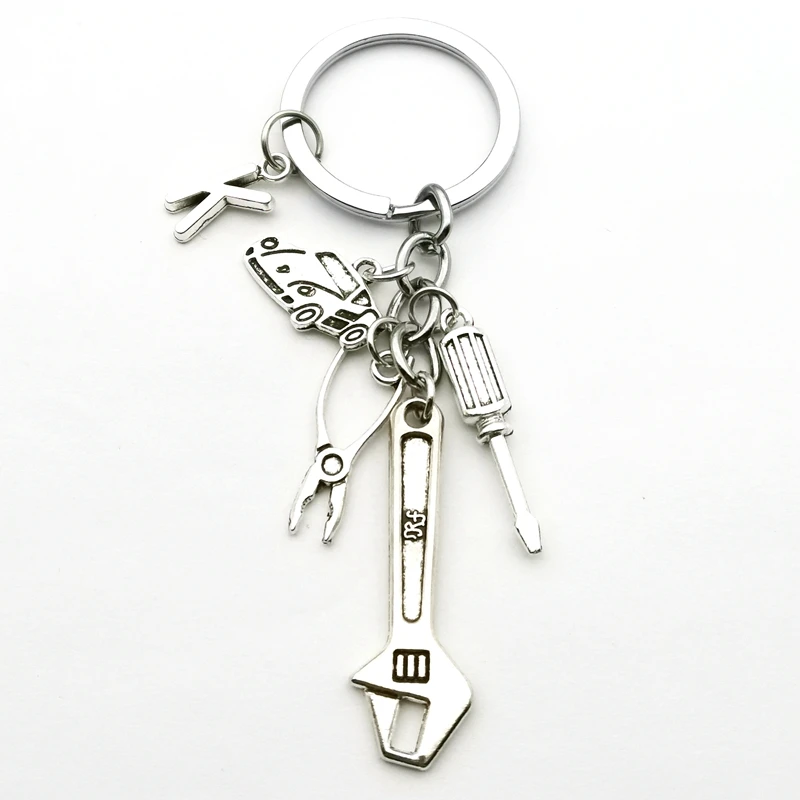 2020 A-Z Letter Keychain Mini Wrench Pliers Screwdriver Car Key Ring Dad Jewelry Gift Repairman Gift DIY Handmade