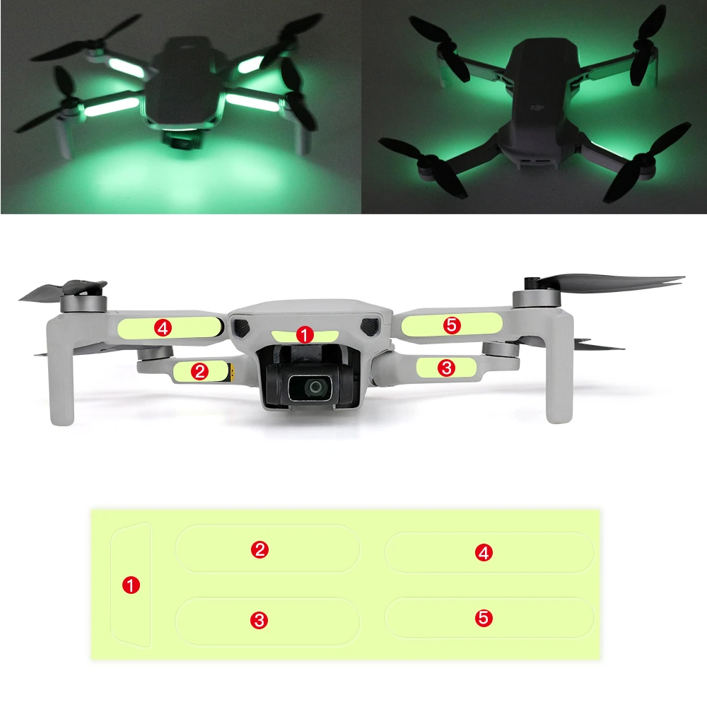 2PCS New Luminous stickers Lightweight Fluorescent Decals Night Flight For DJI Mavic Mini / Mini 2 Drone Accessories