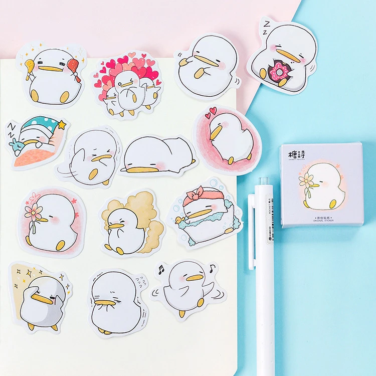 Mohamm Cute Little Duck Mini Sticker Decoration DIY Scrapbooking Sticker Stationery Kawaii Diary Label Stickers Paper Craft