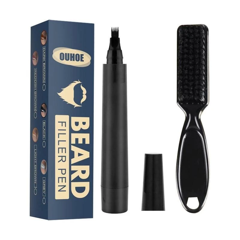Beard Filling Pen Kit Barber Pencil With Brush Male Mustache Repair Shape Salon Hair Engraving Styling Eyebrow Tool