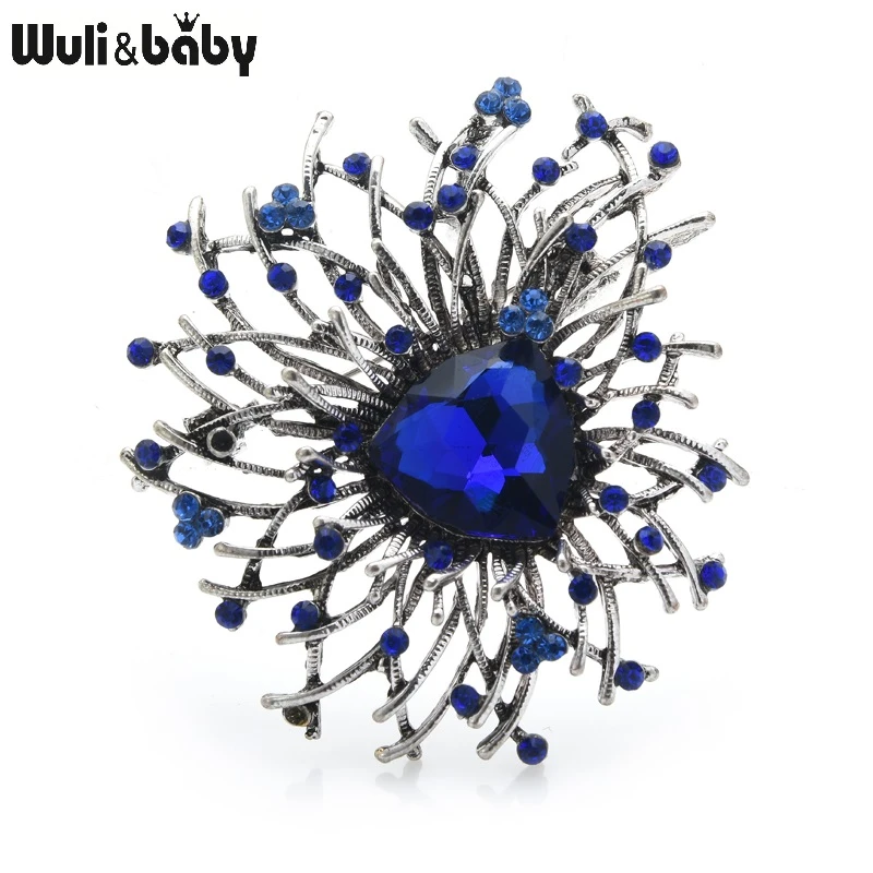 Wuli&baby 3-color Crystal Flower Brooches for Women Weddings Banquet Office Brooch Pins Gifts
