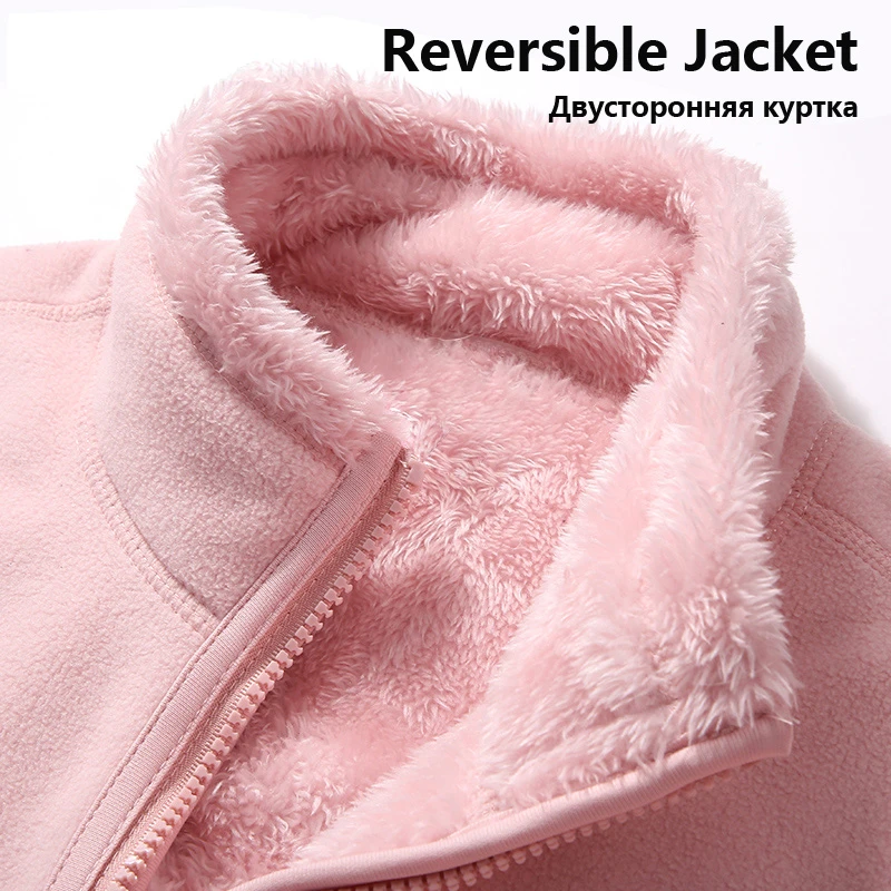 Winter Warm Coats Sweet Women's Sweatshirt Unisex Reversible Polar/Coral Fleece Harajuku Hoodies Ladies Flannel Pullover Hoodie
