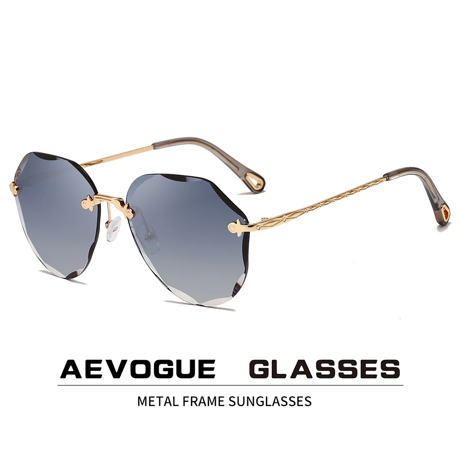 AEVOGUE Sunglasses For Women ladies Rimless Diamond cutting Lens Brand Designer Ocean Shades Vintage Sun Glasses AE0637