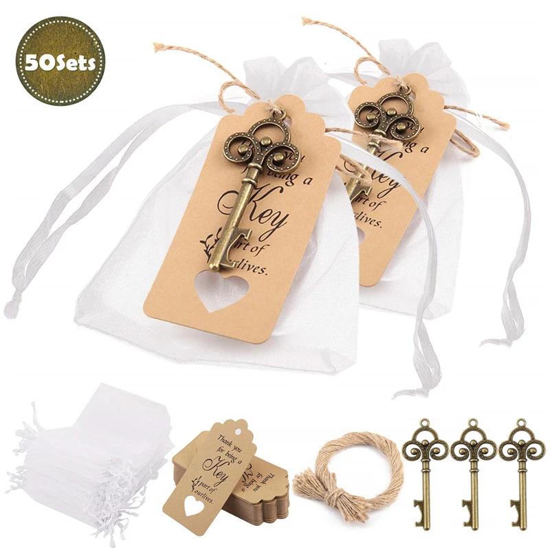 50 Pcs/Set Key Bottle Opener Wine Opener Wedding Gifts for Guests Wedding Party Favors Souvenir Gifts