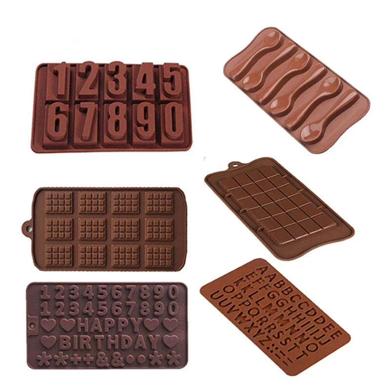 cake decorating tools silicone chocolate mold letter and number fondant molds cookies bakeware tools spoon moulds 3D diy