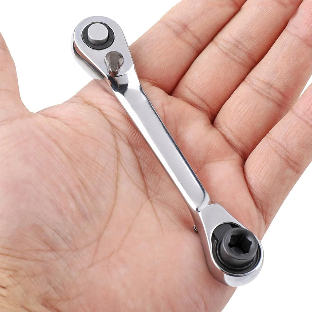 Ratchet Handle Wrench 1/4inch Ratchet Wrench Batch Head Handle Small Fly Socket Wrench Double-Ended Torque Wrench Spanner Repair