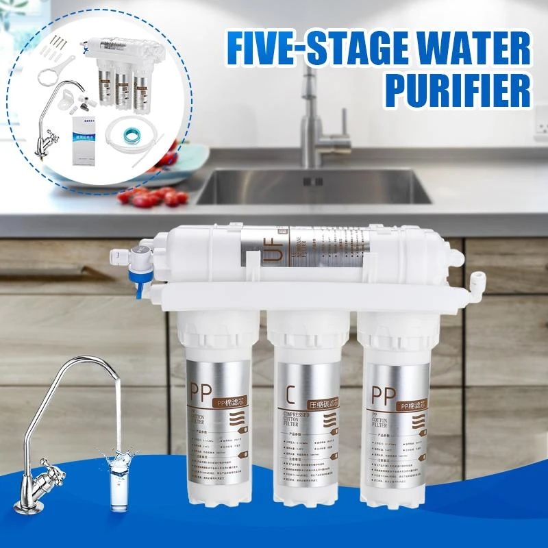 New 3+2 Ultrafiltration Drinking Water Filter System Home Kitchen Water Purifier With Faucet Tap Water Filter Cartridge Kits