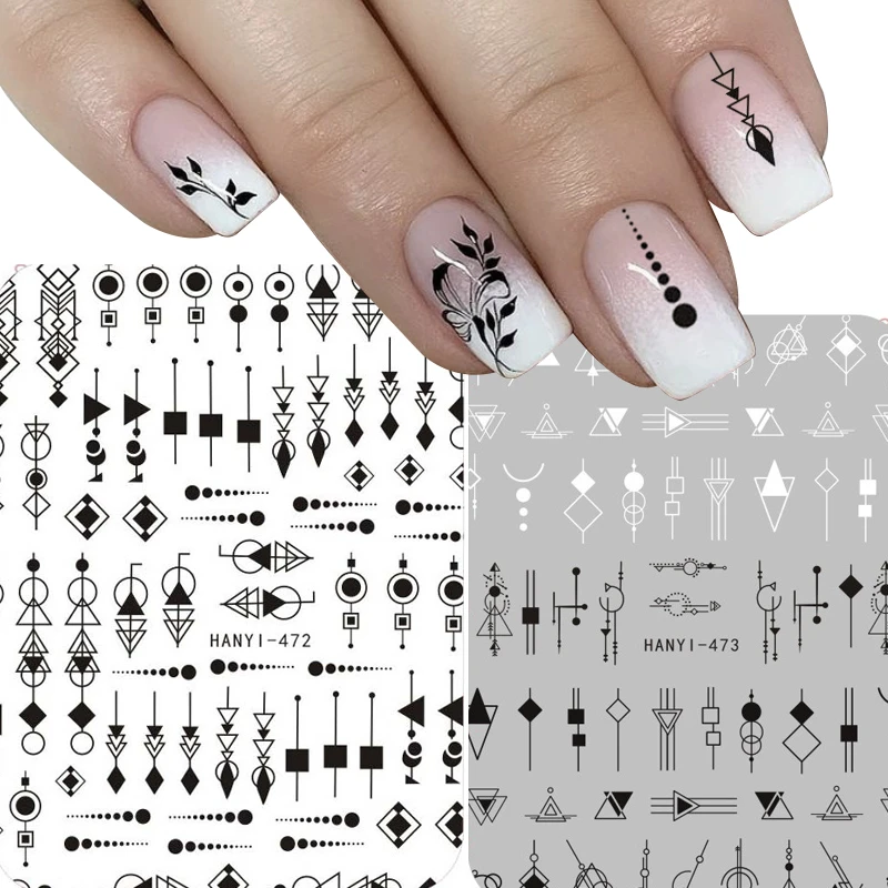 1pcs black white 3D Nail Sticker decals Cool English Letter Nail Art Decoration DIY Manicure Design Christmas and new year gift