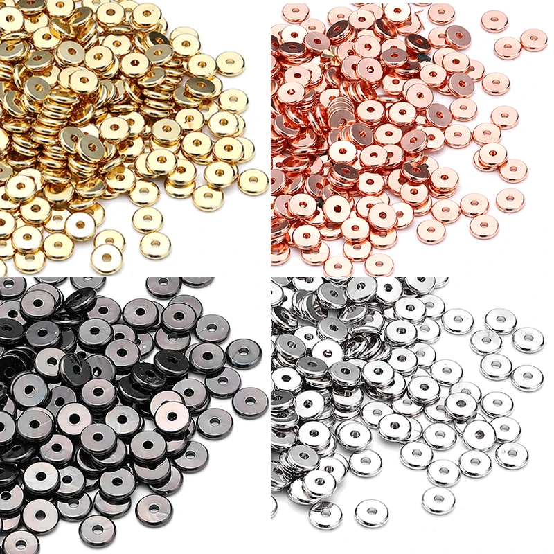 MINHIN 30/50Pcs 3/6/8mm Silvers Gold Spacer Beads European Flat Beads For for DIY Jewelry Making Bracelet Accessories Wholesale