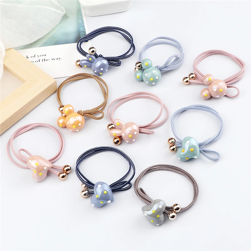 Cute Animal Hair Ring Rabbit Bear Heart Hair Bands Headwear Girls Rubber Band Rlastic Hair Rope Korean Children Hair Accessories