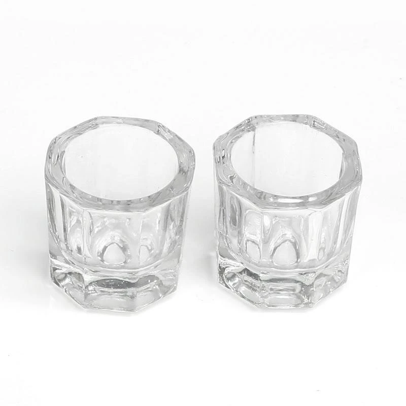 2pcs Mini Crystal Glass Dish Octagon Bowl Cup Nail Liquid Tool Crystal Acrylic Cup Equipment Nail Jar Art Art For Mixing Po I6F0