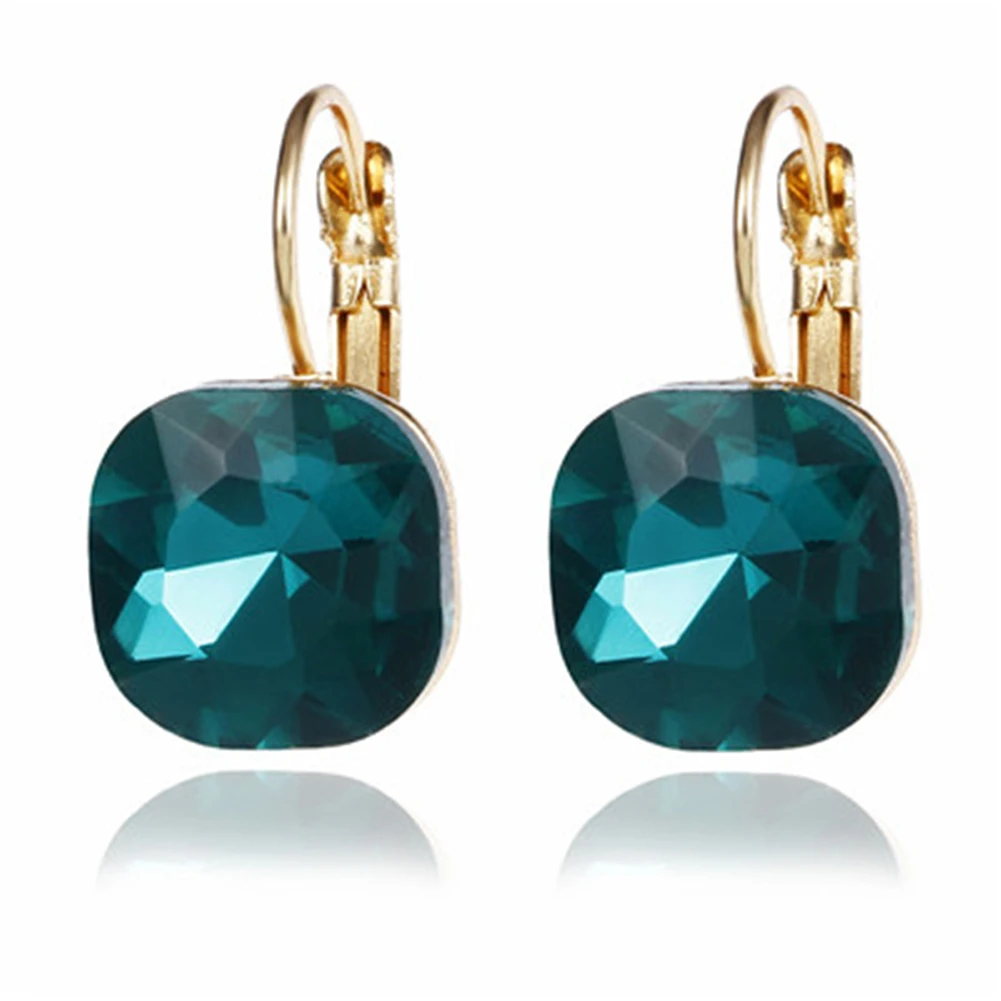 Fashion 6 Colors Blue Rhinestone Fashion Crystal Women's Earrings White Square Dangle Earrings For Women Trendy Jewelry