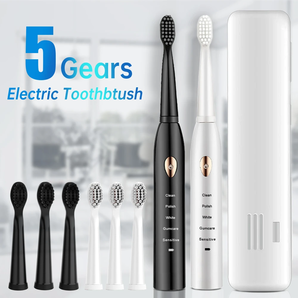 5 Mode Smart Electric Toothbrush Automatic Ultrasonic Sonic Tooth Brush Adult IPX7 Waterproof USB Rechargeable Teeth Brush