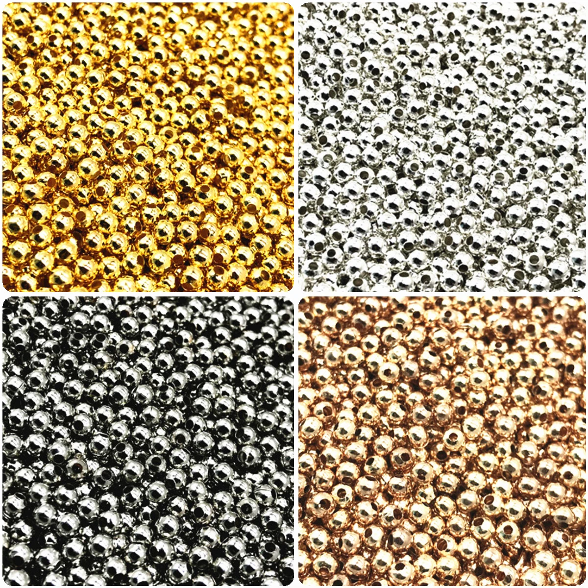500/200/50pcs 2/4/6mm Gold/Bronze Tone Metal Beads Smooth Ball Spacer Beads For Jewelry Making DIY Bracelet Necklace Accessories