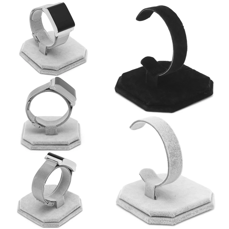 1 PC Velvet C Type Design Jewelry Bracelet Bangle Watch Display Rack Stand Holder New Black/White