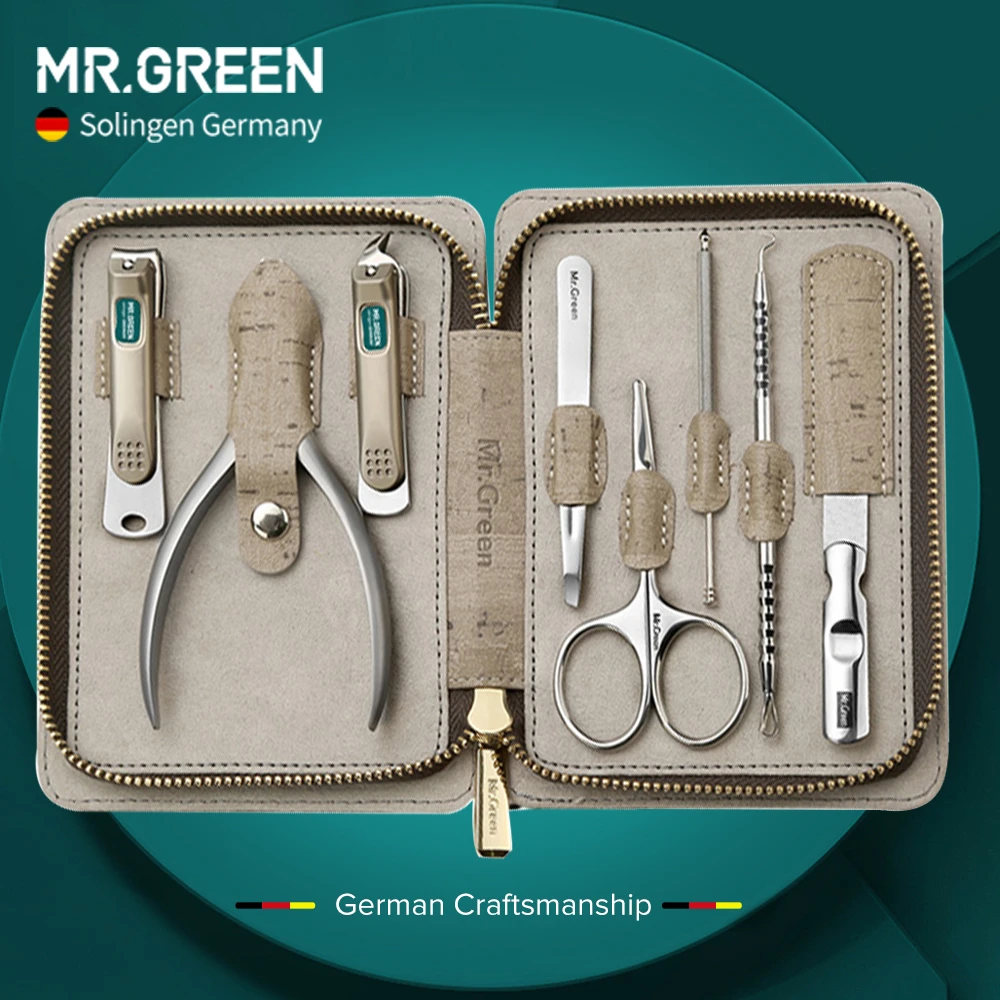 MR.GREEN 8 in 1 Nail Tools for Manicure Set Nail Nipper/Clipper/Scissor/File/ Ear Cleaner Tweezers Stainless Steel Pedicure kit