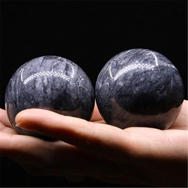 50mm Natural Jade Baoding Balls Hand Wrist Solid Fitness Handball Health Exercise Stress Relaxation Therapy Chrome Hand Massage