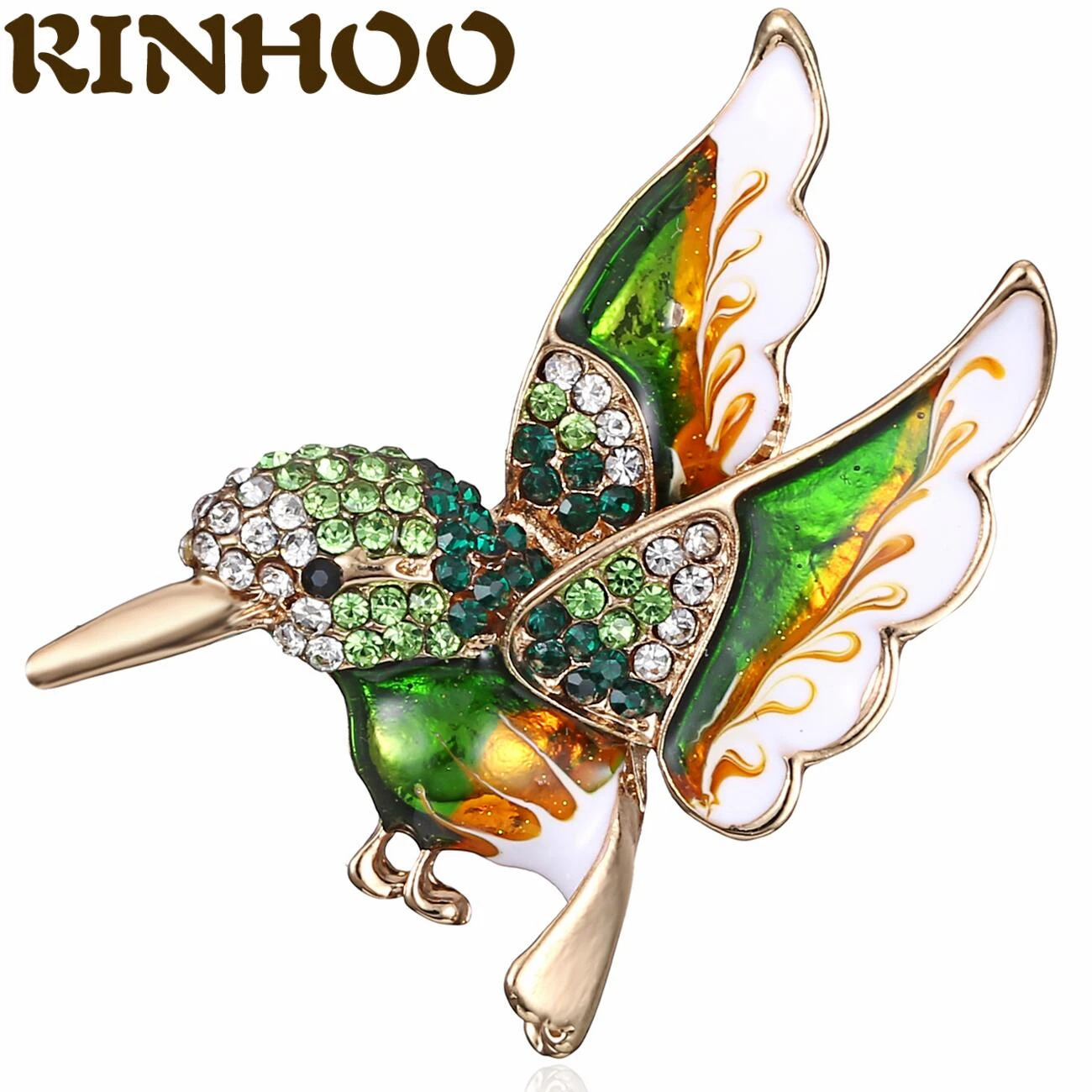 New Arrival Full Zircon Small Bird Brooches for Women Cute Hummingbird Brooch Gold Color Pin Animal Jewelry Gift Coat Ornament