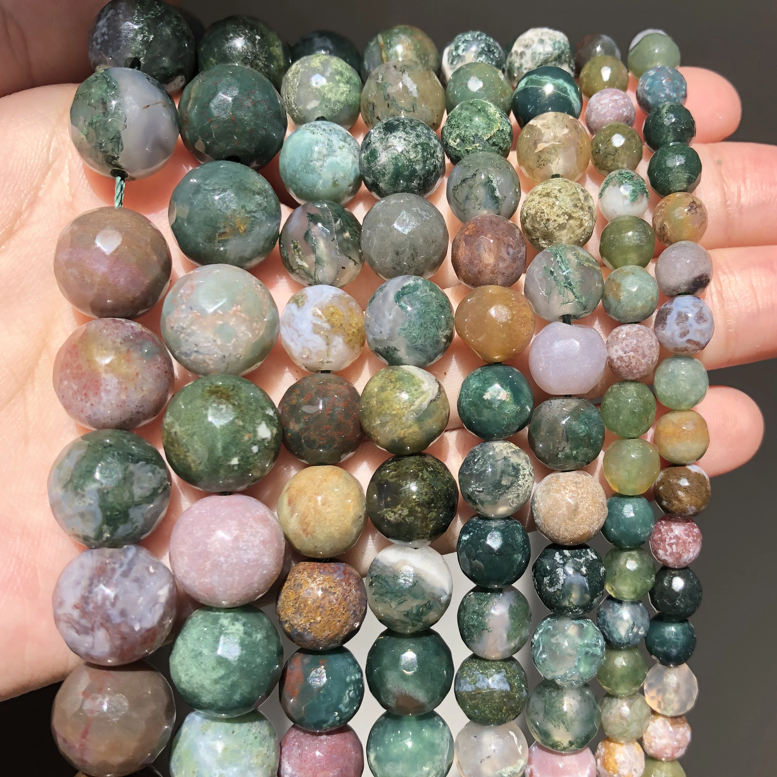 Natural Stone Beads Faceted Indian Agates Round Loose Beads For Jewelry Making 15