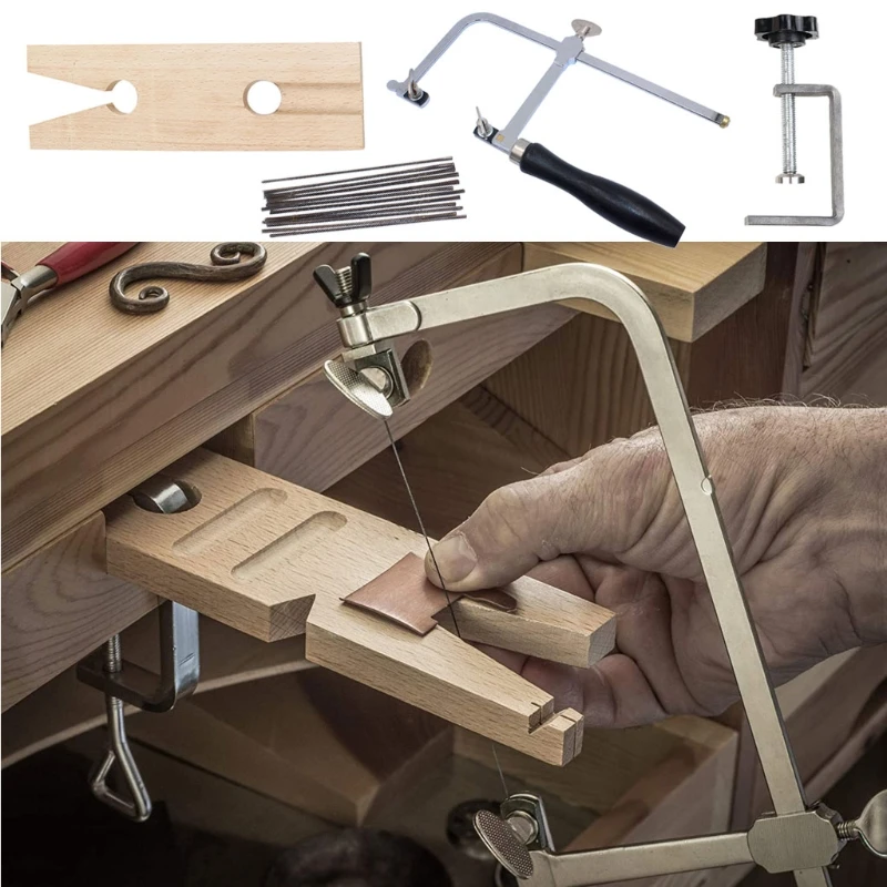 1 Set 3-in-1 Professional Jeweler's Saw Set Jewelry Tools Saw Frame 144 Blades Wooden Pin Clamp Wood Metal Jewelry Toos
