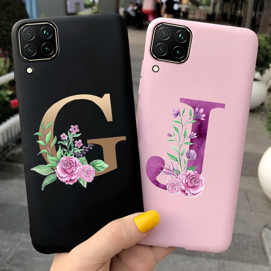 For Huawei P40 Lite Phone Case Huawei P40 Lite E Cute Letter Flower Painting Back Cover For Huawei P40 P 40 Lite Soft TPU Cases