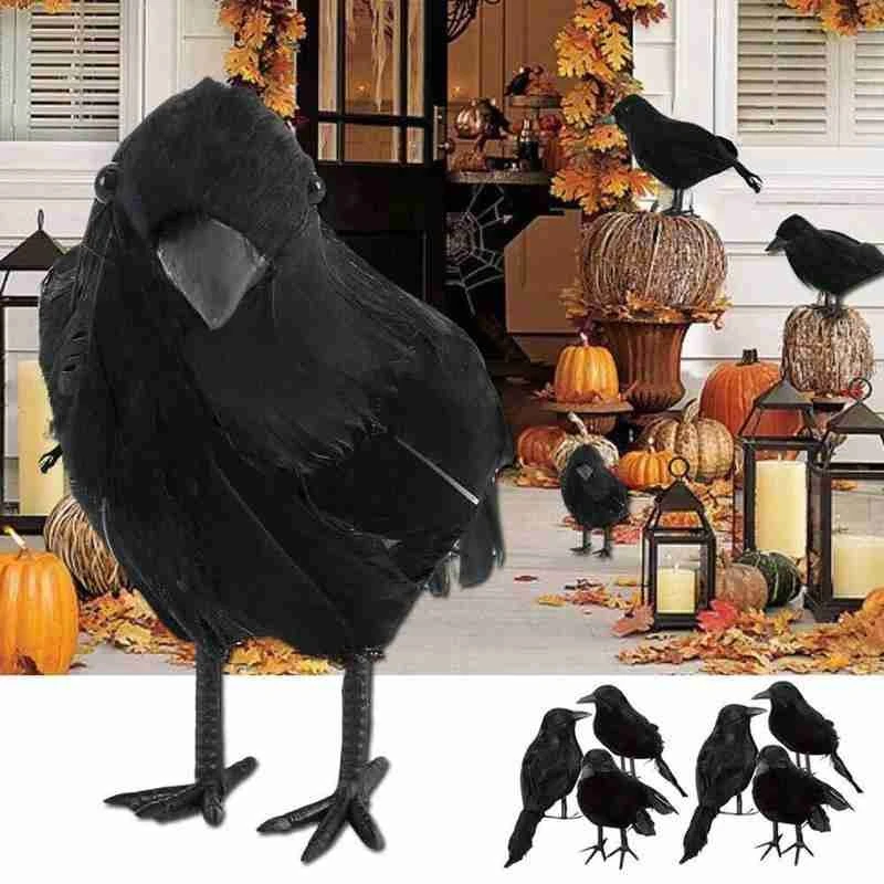 Simulation Black Crow Animal Model Artificial Crow Black Bird Raven Prop Scary Decoration For Party Supplies 18*10CM