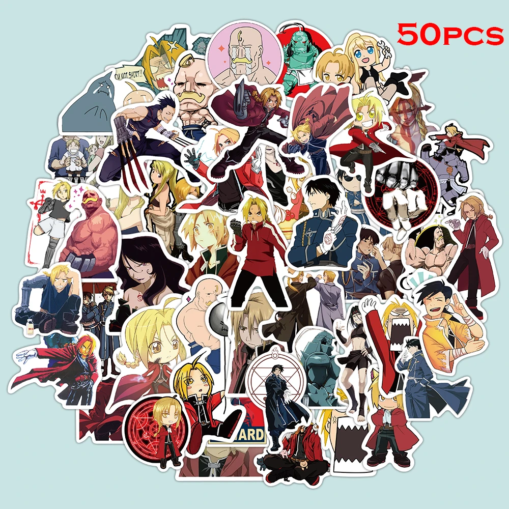 50PCS Japan Anime Fullmetal Alchemist Sticker For Luggage Laptop Skateboard Car Bicycle Backpack Decal Pegatinas Toy Stickers