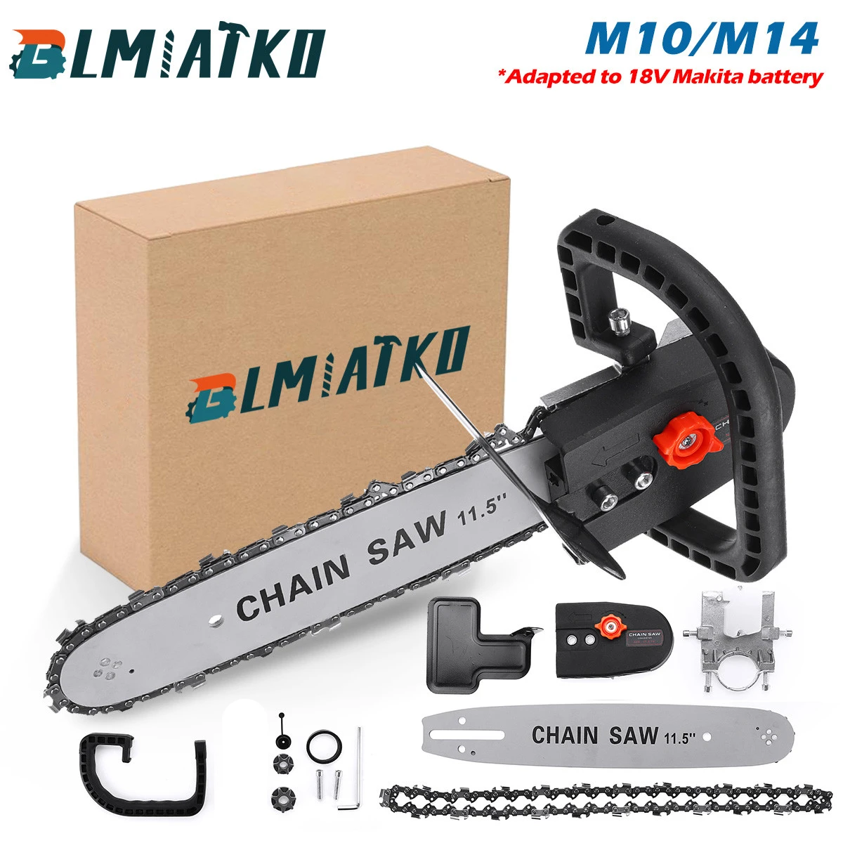 11.5 inch Electric Chainsaw Bracket Adjustable Universal M10/M14 Chain Saw Part 100 125 150 Angle Grinder Into Chain Saw