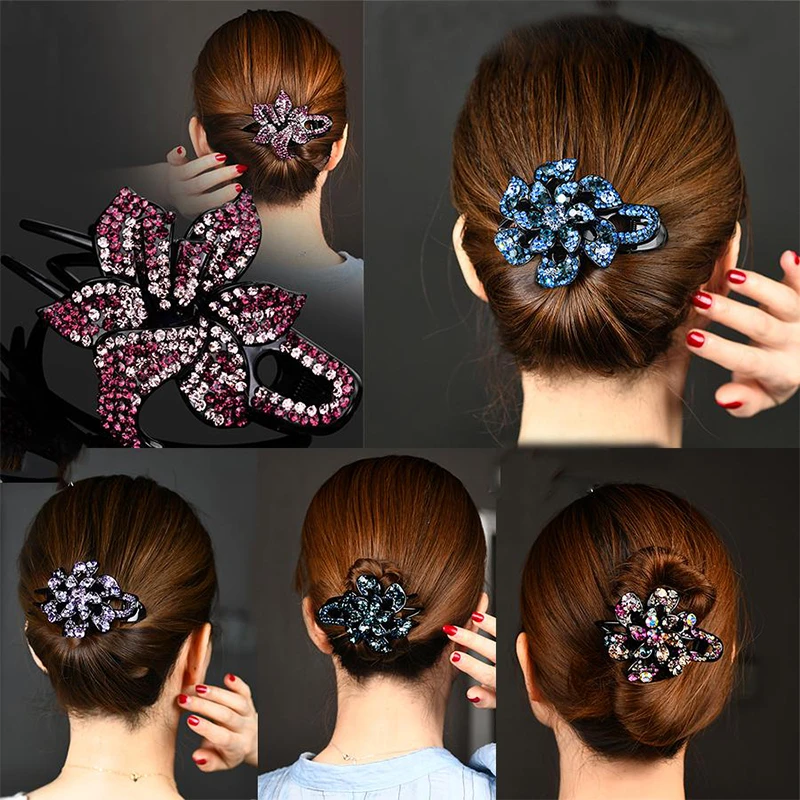 Korean Rhinestone Hairpin Women Hair Clips Female Elegant Duckbill Clip Hair Claws Hairgrip Fashion Hair Accessories Headwear