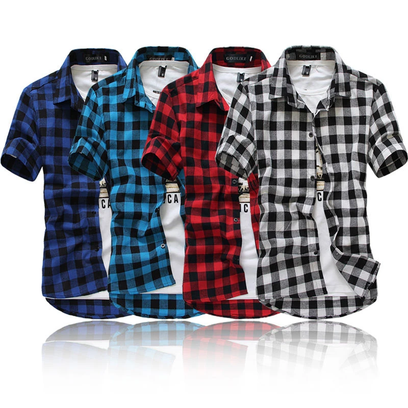 Men's Shirts Short Sleeve Plaid Button-Down Summer Casual Tops Tee Rugby Classic Shirts Clothing Hot Sale 2021 M-3XL